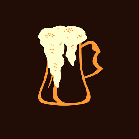 Fresh kvass, beer icon. Outline with color fresh kvass, beer vector icon for web design isolated on brown backgroundのイラスト素材