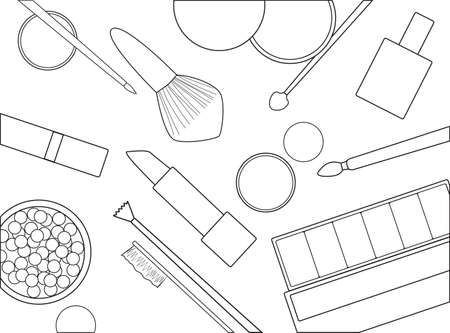 Cosmetics make-up beauty accessories illustrationのイラスト素材
