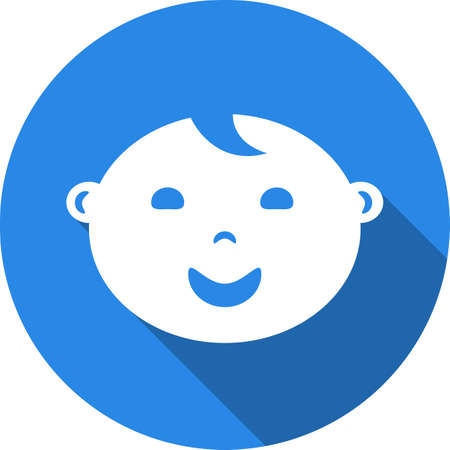 Baby face round blue icons with a shadow.のイラスト素材