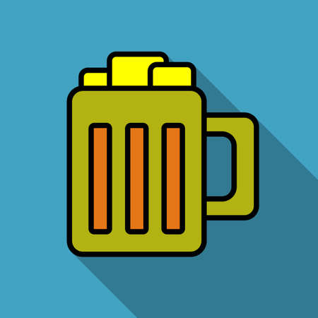 Cartoon beer mug vector simple color iconのイラスト素材