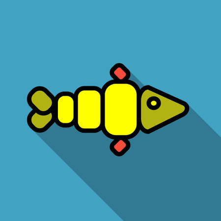 Cartoon fish simple vector colored geometric icon on a blue backgroundのイラスト素材