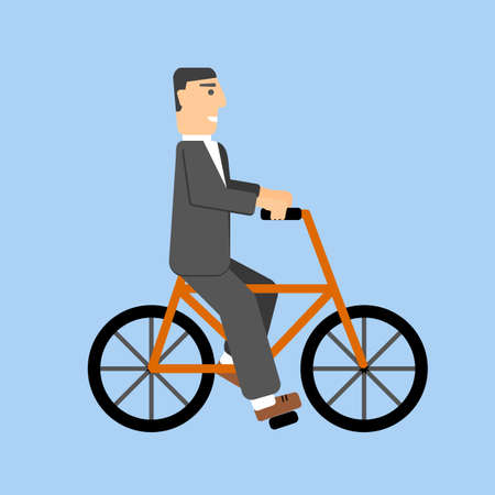 Businessman on bicycle. Eco lifestyle. Transportationのイラスト素材