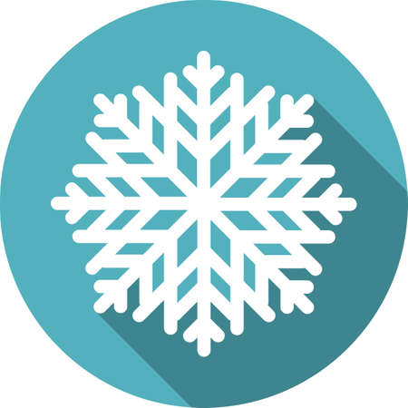 Snowflake round icon with a long shadow on white background, vector illustration.のイラスト素材