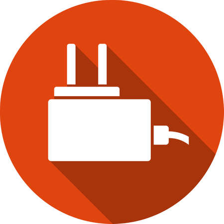Micro usb mobile phone charge round icon with a long shadow.のイラスト素材