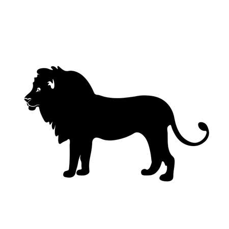 Lion black silhouette on a white backgroundのイラスト素材
