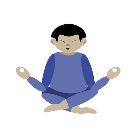 cartoon character man yogi sitsのイラスト素材