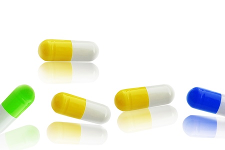 Medicine. Capsules on a white background.の写真素材
