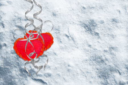 Background from snow. Heart.の写真素材