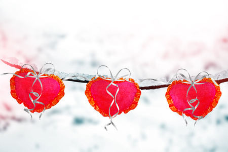 Winter Forest. Trees in the snow. Heart.Holiday cardの写真素材