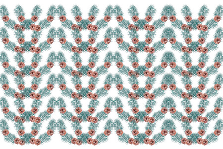 Abstract background of pine branches and cones.