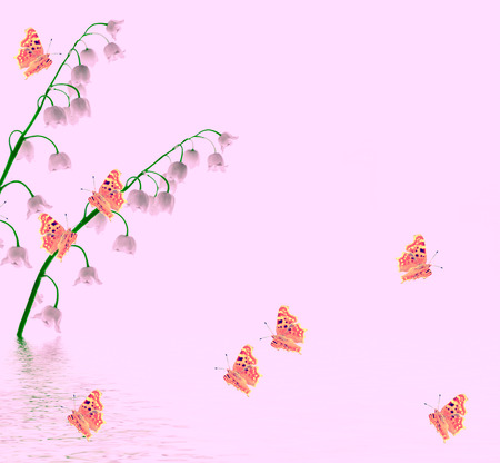 Floral spring background. flowers lily of the valleyの写真素材