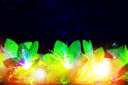 Blurred. Christmas abstract background of toys. Beads. Garland. greeting cardの写真素材