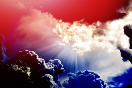 Blurred. Black sky with fluffy clouds. Natural background.の写真素材