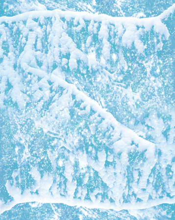 Frozen winter forest with snow covered trees. outdoor