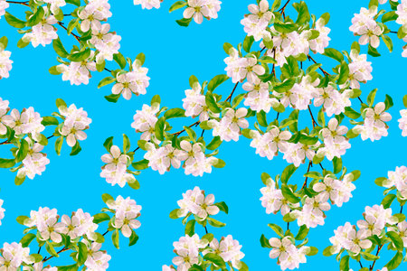 nature. Blossoming branch cherry. Bright colorful spring flowersの写真素材