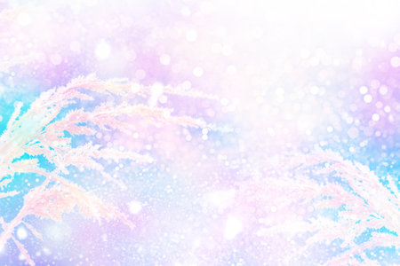 Blurred frozen grass. Winter abstract background. Landscape. outdoorの写真素材