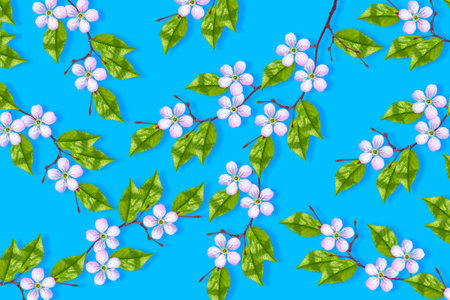 nature. Blossoming branch cherry. Bright colorful spring flowersの写真素材
