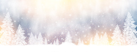 Stylized photo. natural pattern Landscapes. Frozen winter forest with snow covered trees. outdoor. landscapeの写真素材