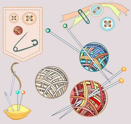 Needlework sew and knitting set stuff のイラスト素材