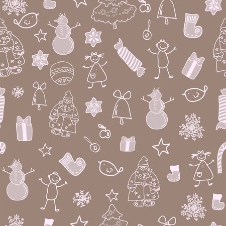 Funny winter christmas seamless patternのイラスト素材