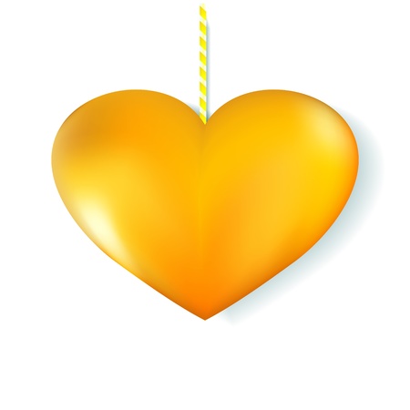3D golden heart on white backgroundのイラスト素材