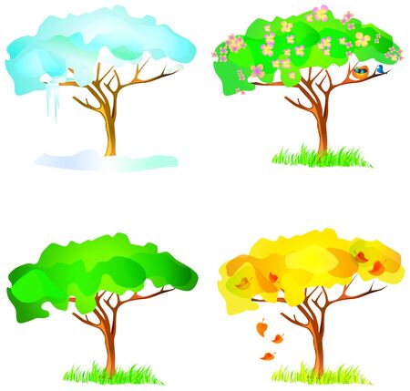 four season treesのイラスト素材