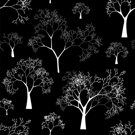 Seamless Pattern of Tree Silhouettesのイラスト素材