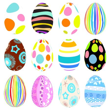 3D easter eggs set with shadowsのイラスト素材