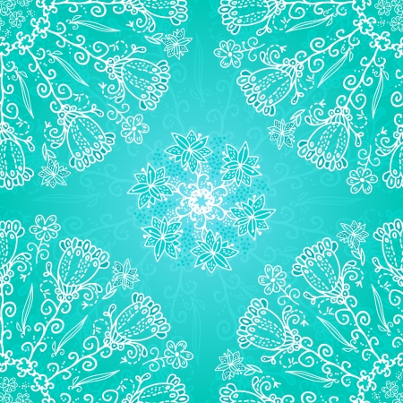 Blue floral ornament doodles background cardのイラスト素材