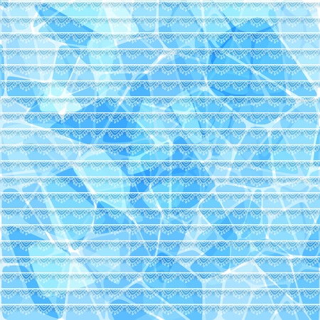 Abstract blue geometric card with lace stripesのイラスト素材
