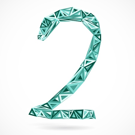 Geometric number two with triangles.  illustration.のイラスト素材