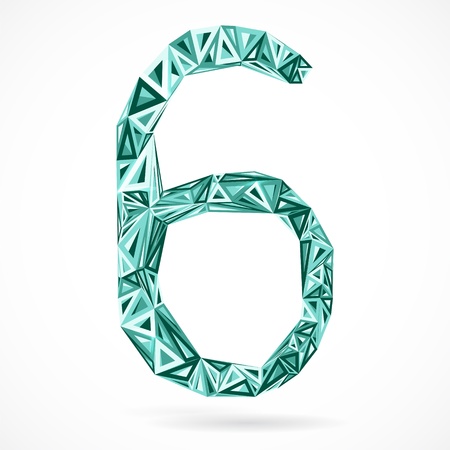 Geometric number six with triangles.  illustration.のイラスト素材