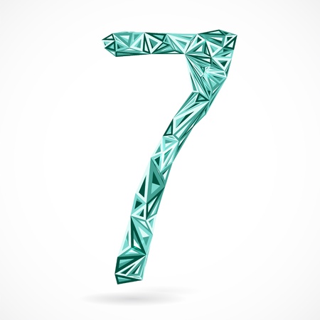 Geometric number seven with triangles.  illustration.のイラスト素材