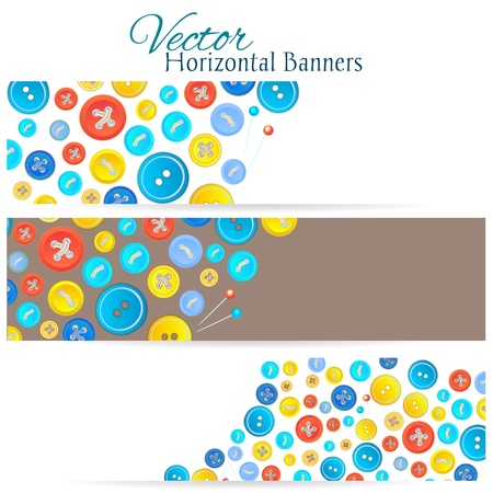 Set of 3 banners with vintage buttons  for your web designのイラスト素材