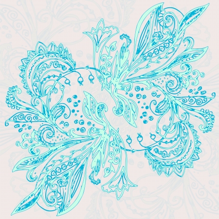 Vintage blue ethnic vector ornament backgroundのイラスト素材