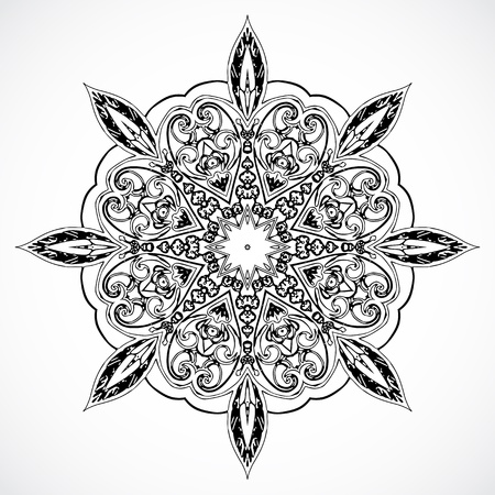 Black and white Vintage ethnic vector ornament mandala background cardのイラスト素材