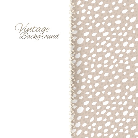 Vintage card on sepia seamless background grunge dots and place for your text with lace ornamentのイラスト素材
