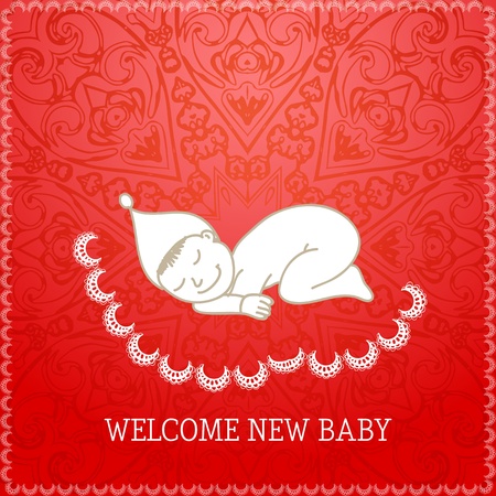 Vektor für New baby red shower invitation. illustration - Lizenzfreies Bild