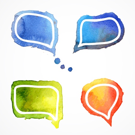 Vector watercolor speech bubbles, aquarelle set 2のイラスト素材
