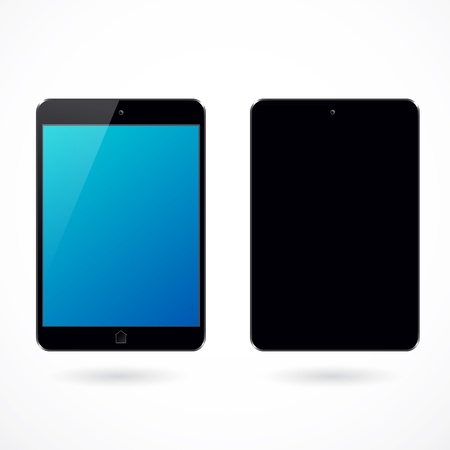 Illustration of decorated black pocket tablet pc on white backgroundのイラスト素材