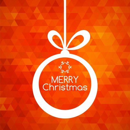 Merry Christmas ball card on triangular red abstract backgroundのイラスト素材