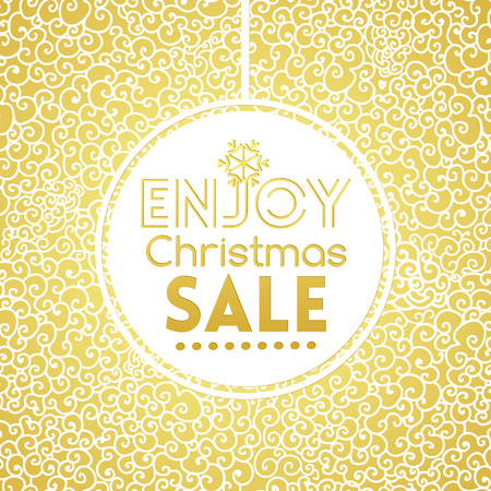 Gold  doodle card Christmas  Sales on seamless pattern lace designのイラスト素材