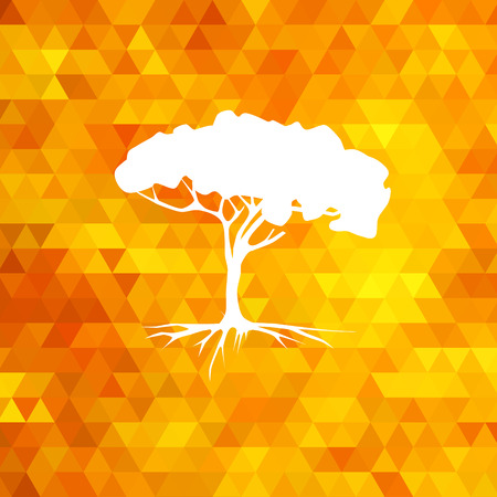 Tree silhouette vector on geometric modern orange backgroundのイラスト素材
