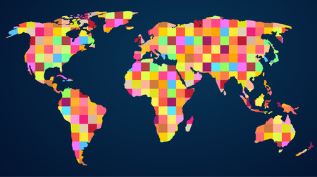 Colorful rainbow map with mosaic geometric background for your web designのイラスト素材