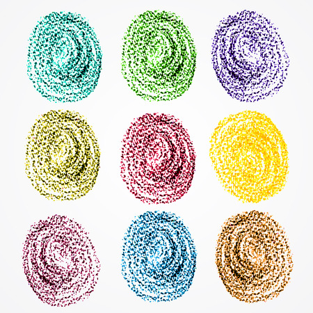 Vector color set of grunge circle brush strokes for frames, icons, design elementsのイラスト素材