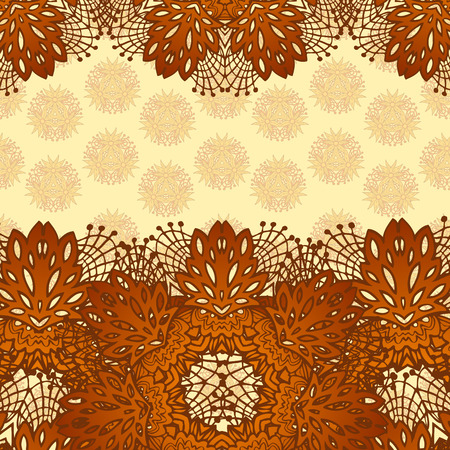 chocolate doodle flower lace pattern with abstract elementsのイラスト素材