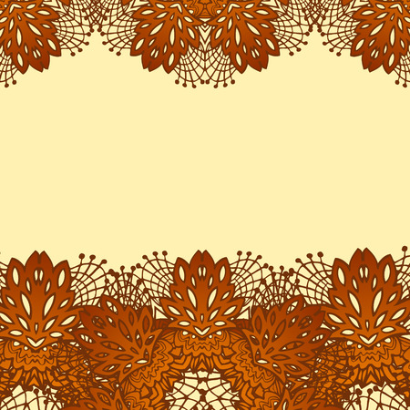 chocolate doodle flower lace pattern with abstract elementsのイラスト素材