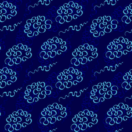Blue doodle seamless pattern, lace design card