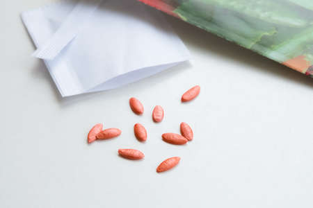 Bag with cucumber seedsの写真素材