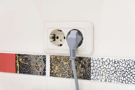 Double socket with gray plugの写真素材